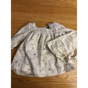 Baby Gap Girl's 0-3 Cream Blue Floral Smock Dress